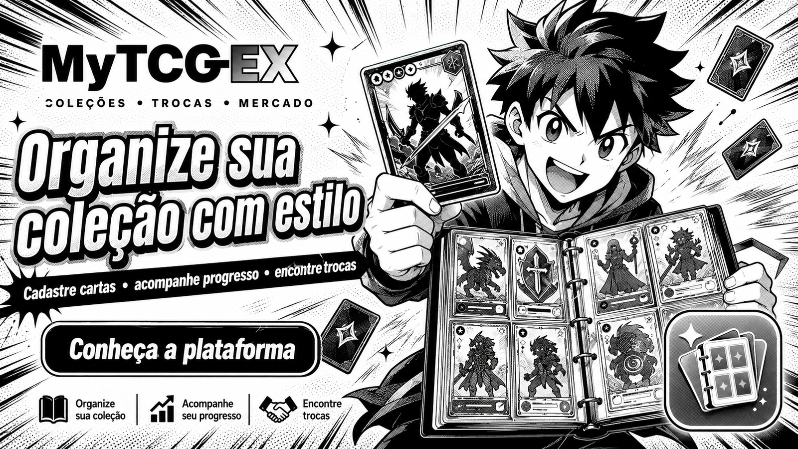 Prévia do controle de uma coleção Pokémon TCG no MyTCG-EX